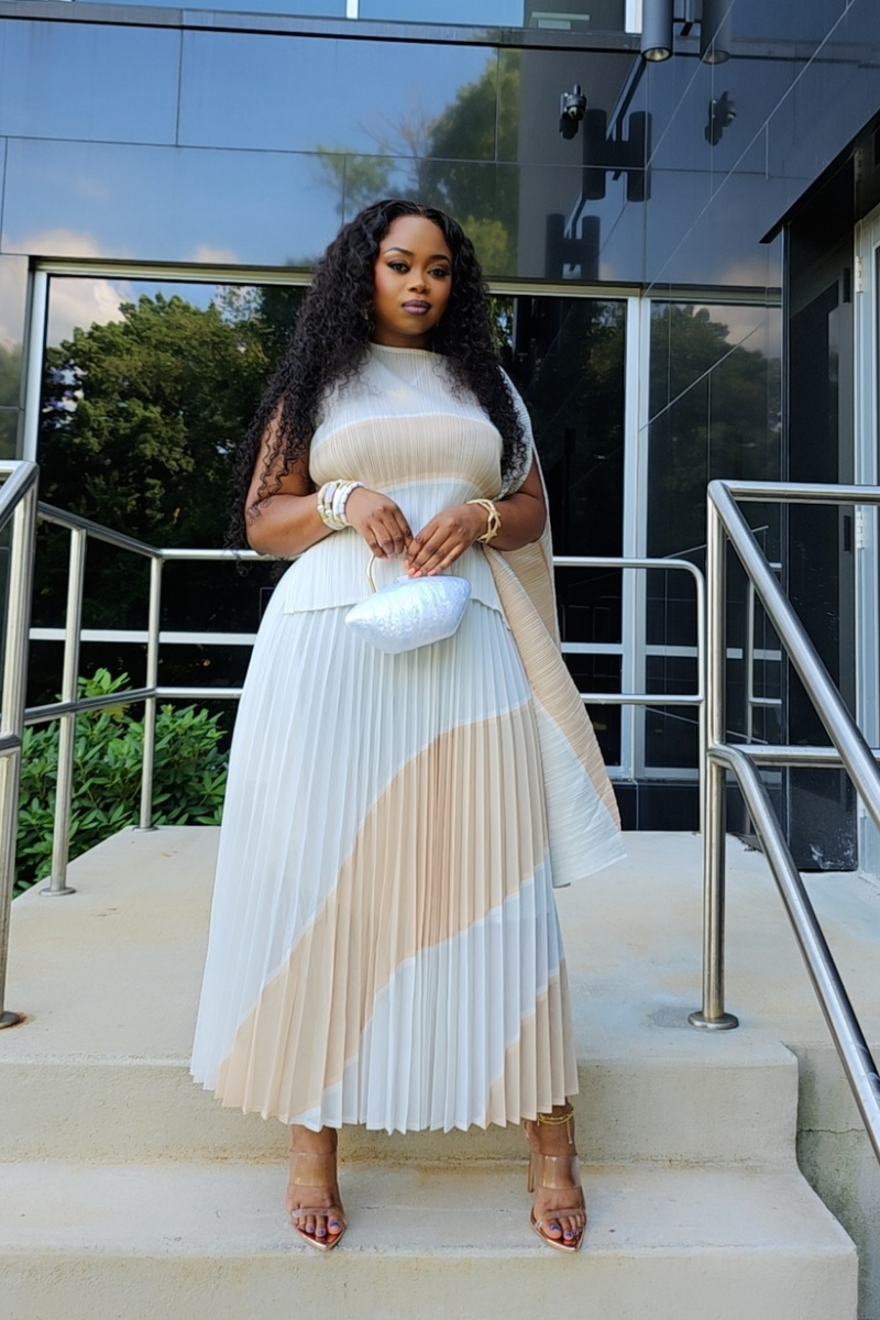 annalise midi dress ANNALISE ( White & Beige)